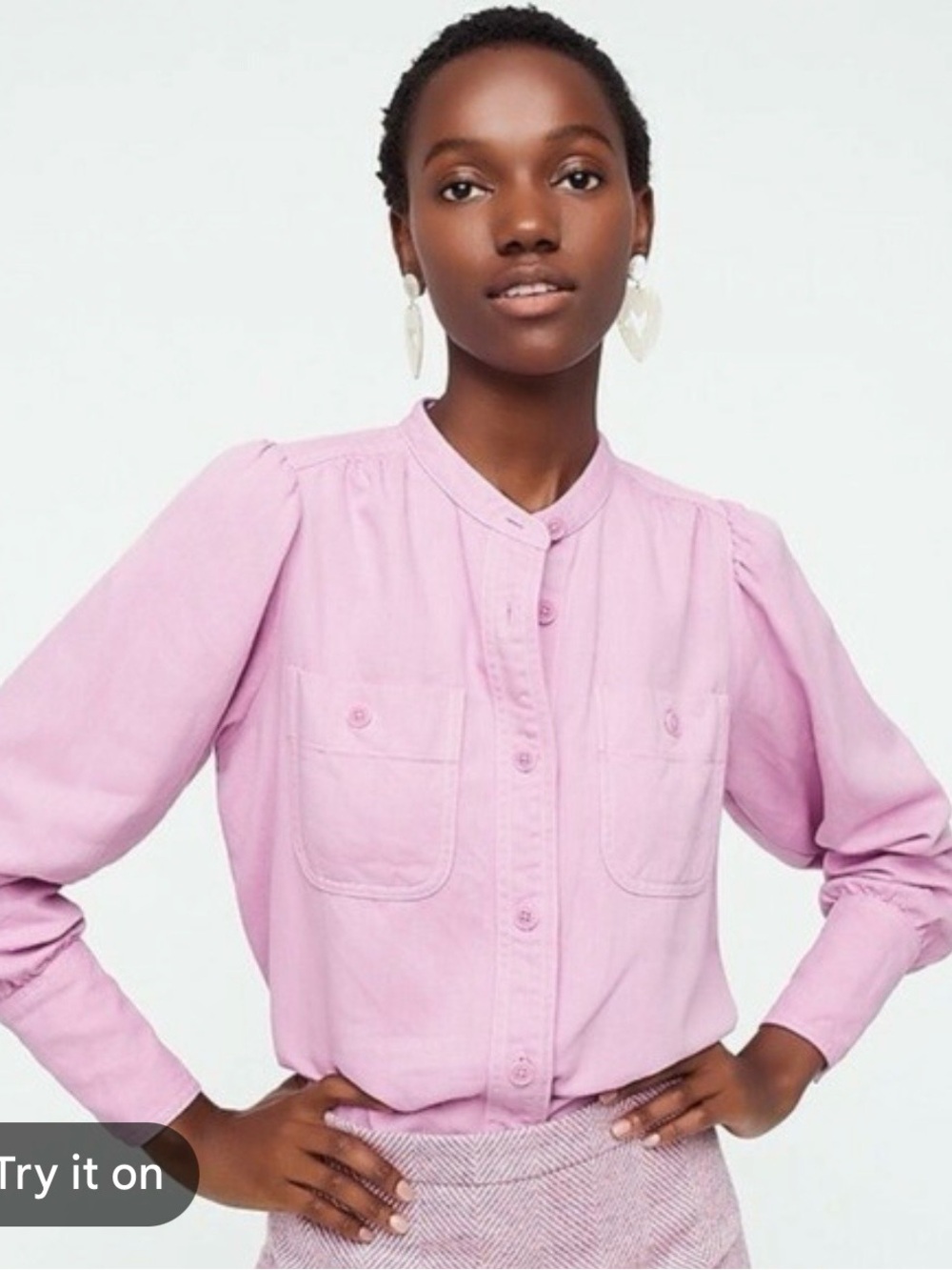 Classic Pink Button-Front Women's Blouse